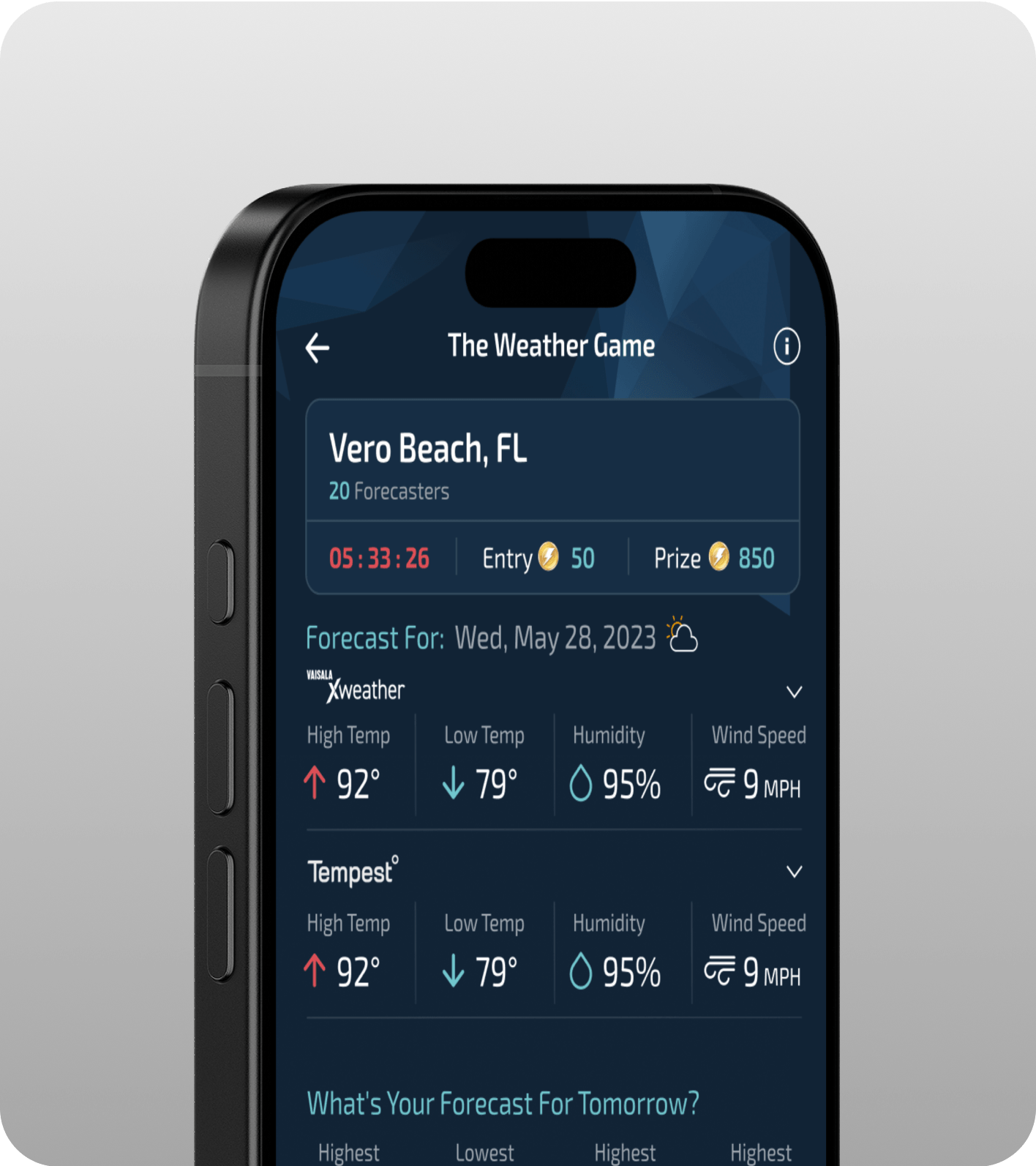 WeatherChamps Game Interface